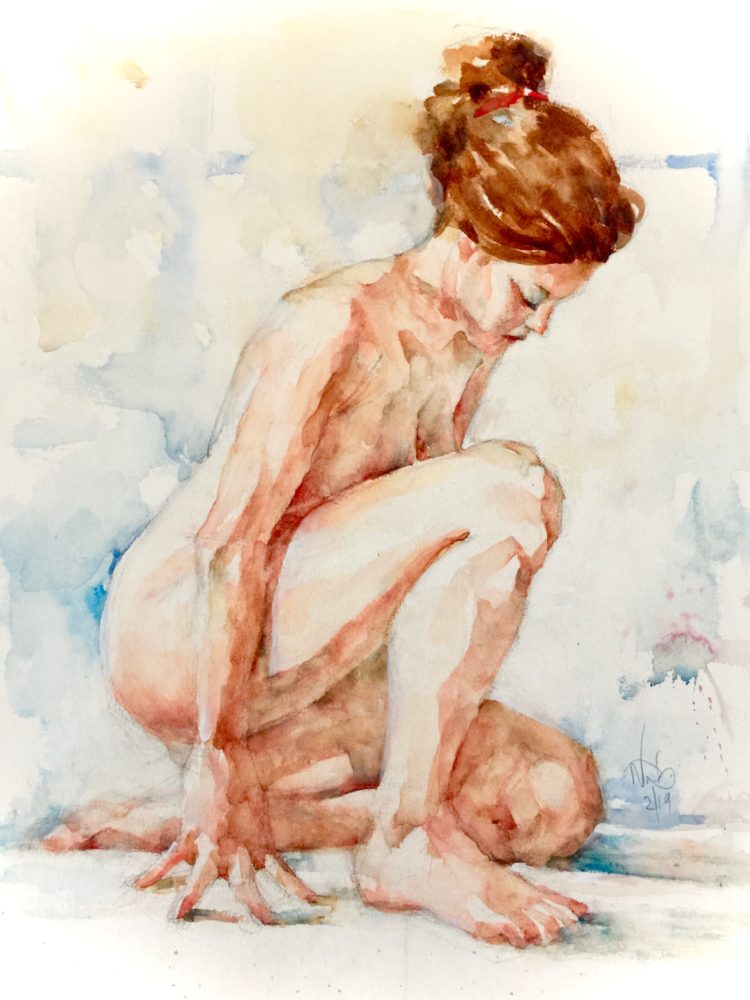 Kneeling nude