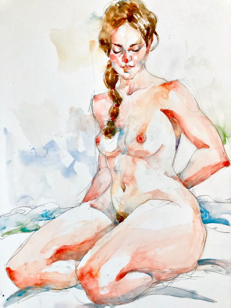Kneeling nude