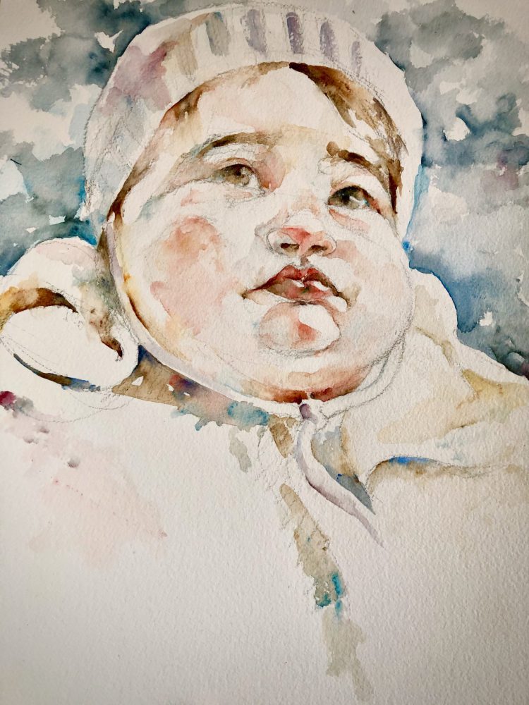 Portrait with white cap